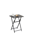 Mesa auxiliar plegable de 2 piezas con superficie de madera y estructura de metal