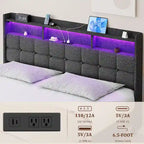 Marco de cama tipo plataforma King Size con iluminación LED y cabecero con carga USB