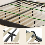 Marco de cama tipo plataforma King Size con iluminación LED y cabecero con carga USB