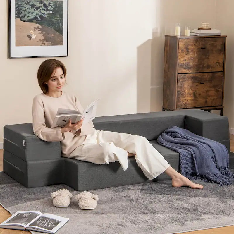 Sofá cama plegable de 8 pulgadas con espuma de alta densidad y funda lavable