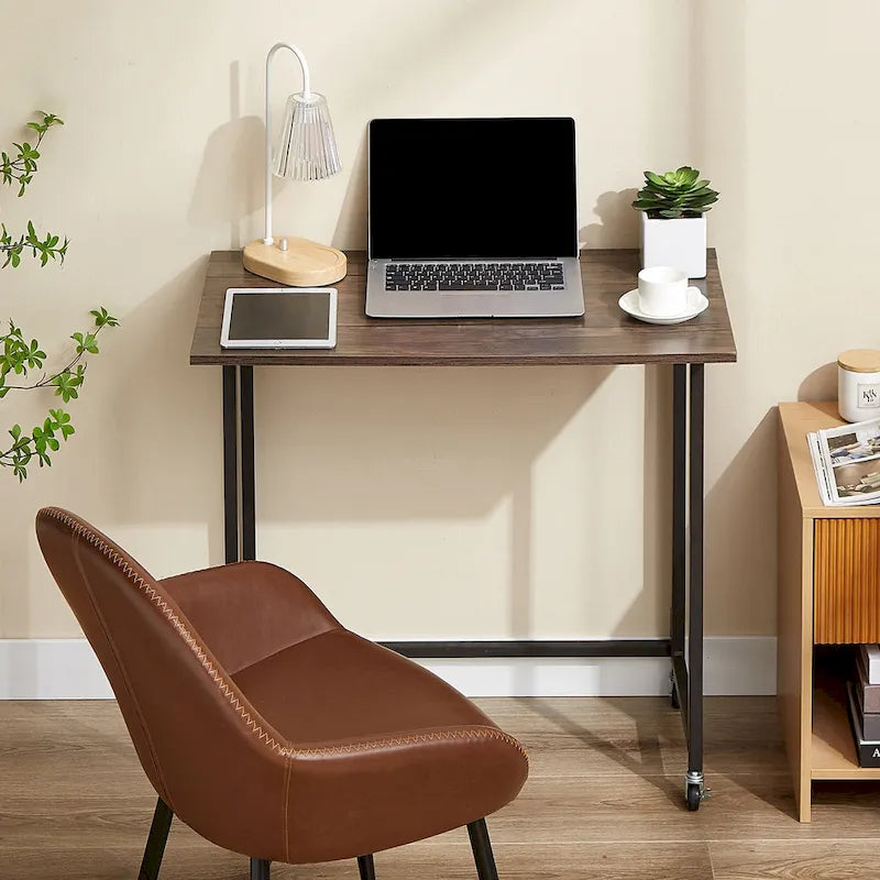 Escritorio de computadora plegable con ruedas de 31.5 pulgadas, no requiere ensamblaje, mesa plegable que ahorra espacio para oficina en casa