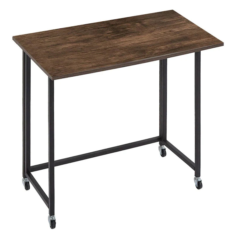 Escritorio de computadora plegable con ruedas de 31.5 pulgadas, no requiere ensamblaje, mesa plegable que ahorra espacio para oficina en casa