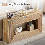 Mesa consola de 59 pulgadas con diseño estriado y estante de almacenamiento