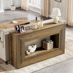 Mesa consola de 59 pulgadas con diseño estriado y estante de almacenamiento