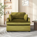 Sillón decorativo moderno verde de 37 con patas de plástico y cojines para sala de estar