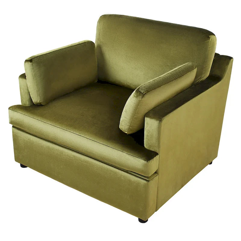 Sillón decorativo moderno verde de 37 con patas de plástico y cojines para sala de estar