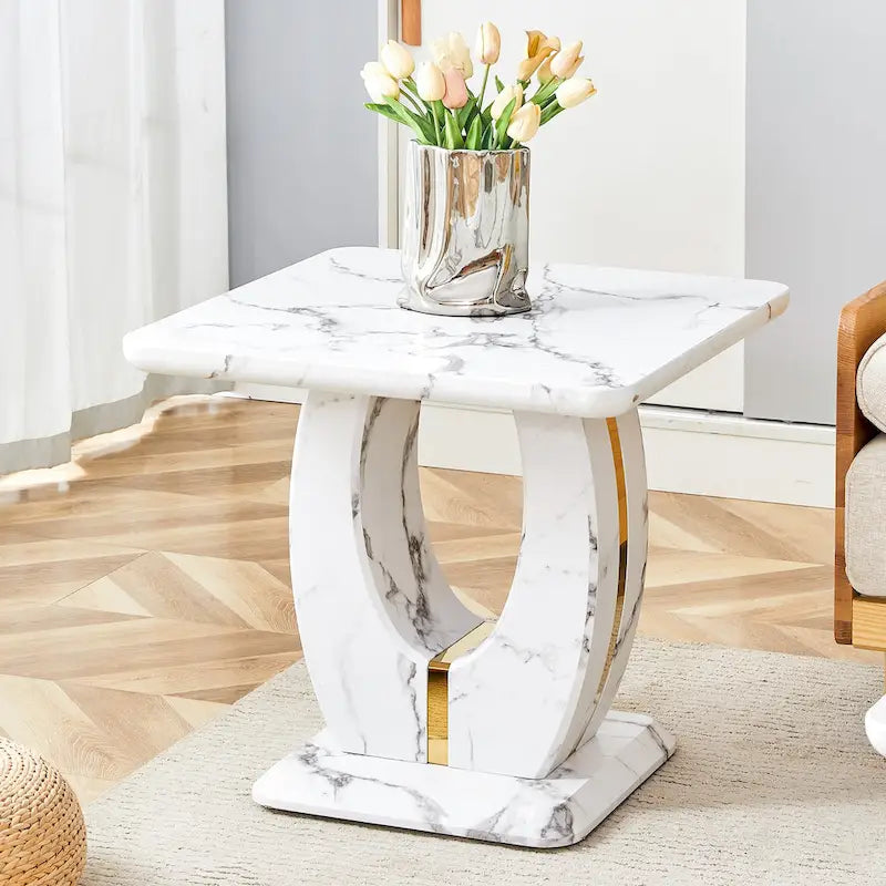 Mesa de centro cuadrada de 23.6" con tiras de patas en tono dorado