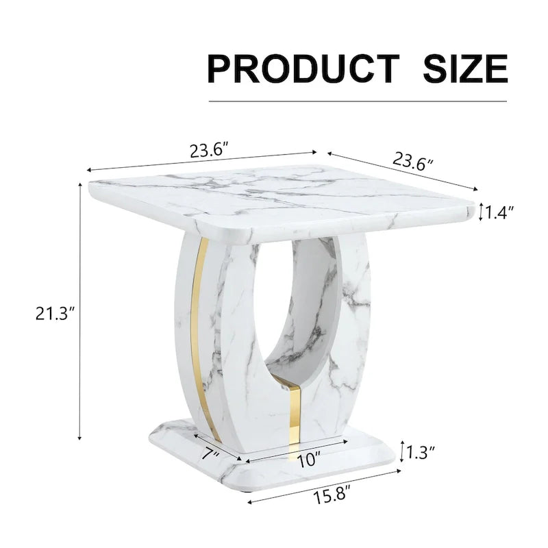 Mesa de centro cuadrada de 23.6" con tiras de patas en tono dorado