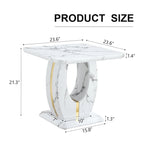 Mesa de centro cuadrada de 23.6" con tiras de patas en tono dorado