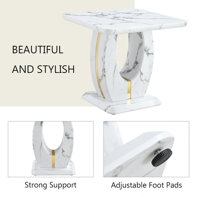 Mesa de centro cuadrada de 23.6" con tiras de patas en tono dorado