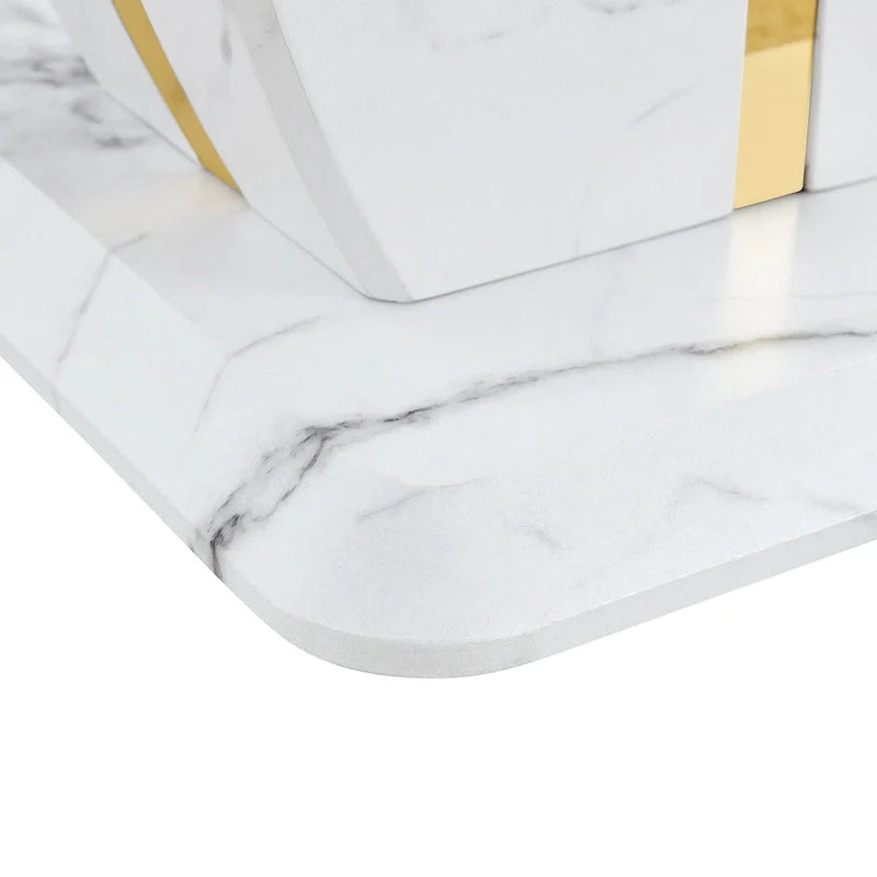 Mesa de centro cuadrada de 23.6" con tiras de patas en tono dorado