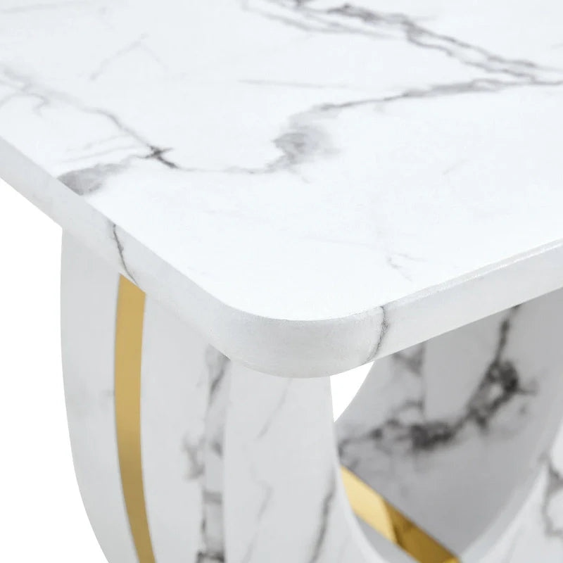 Mesa de centro cuadrada de 23.6" con tiras de patas en tono dorado