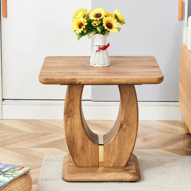 Mesa de centro cuadrada de 23.6" con tiras de patas en tono dorado