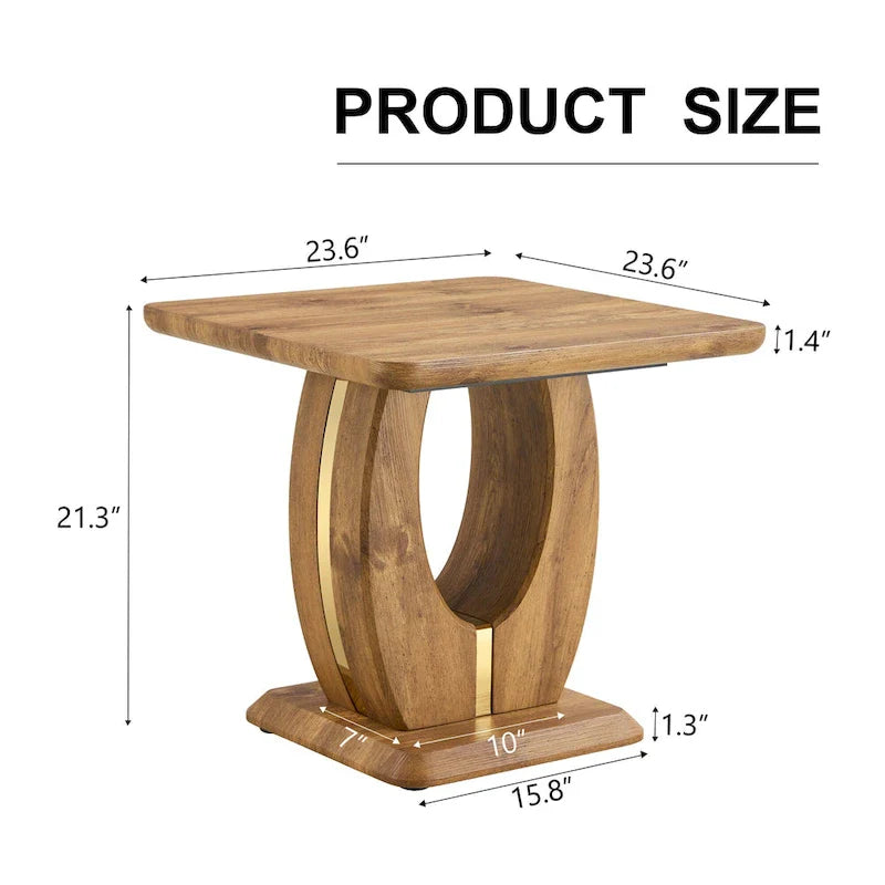 Mesa de centro cuadrada de 23.6" con tiras de patas en tono dorado