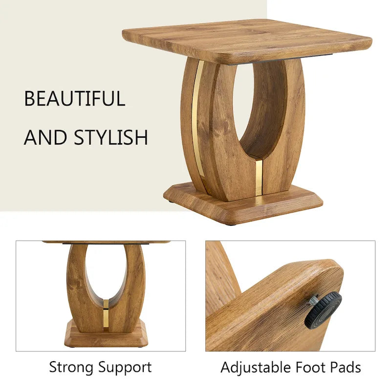 Mesa de centro cuadrada de 23.6" con tiras de patas en tono dorado