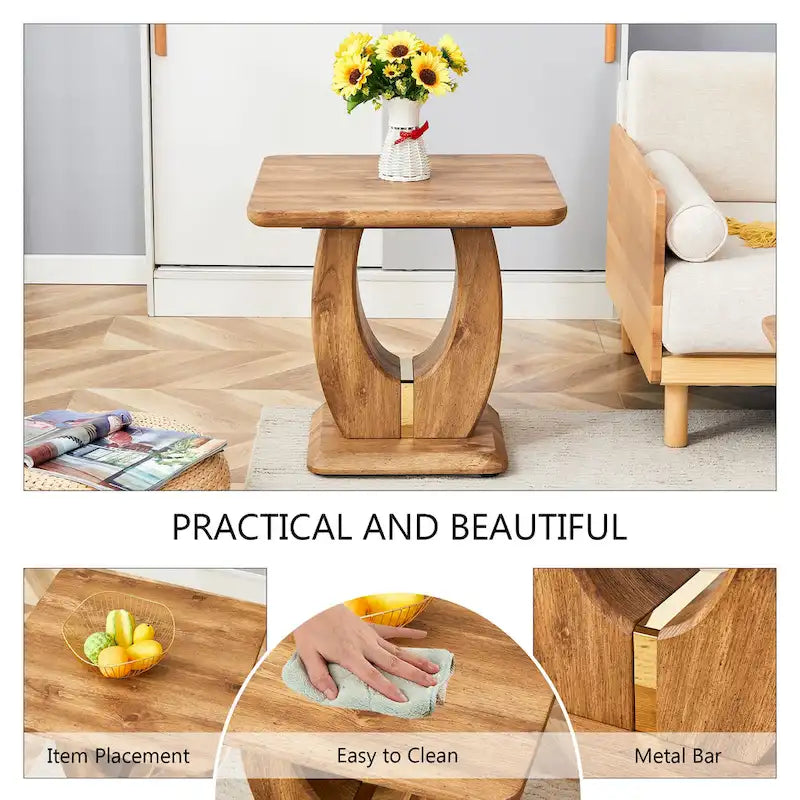 Mesa de centro cuadrada de 23.6" con tiras de patas en tono dorado