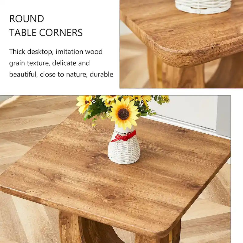 Mesa de centro cuadrada de 23.6" con tiras de patas en tono dorado