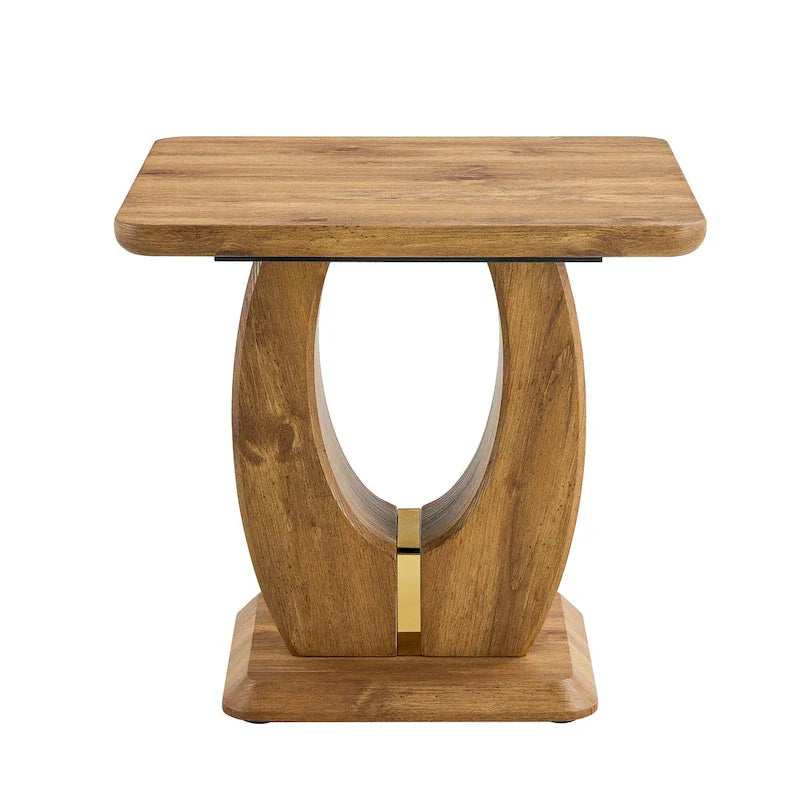 Mesa de centro cuadrada de 23.6" con tiras de patas en tono dorado