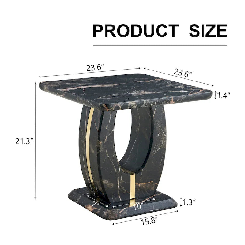 Mesa de centro cuadrada de 23.6" con tiras de patas en tono dorado