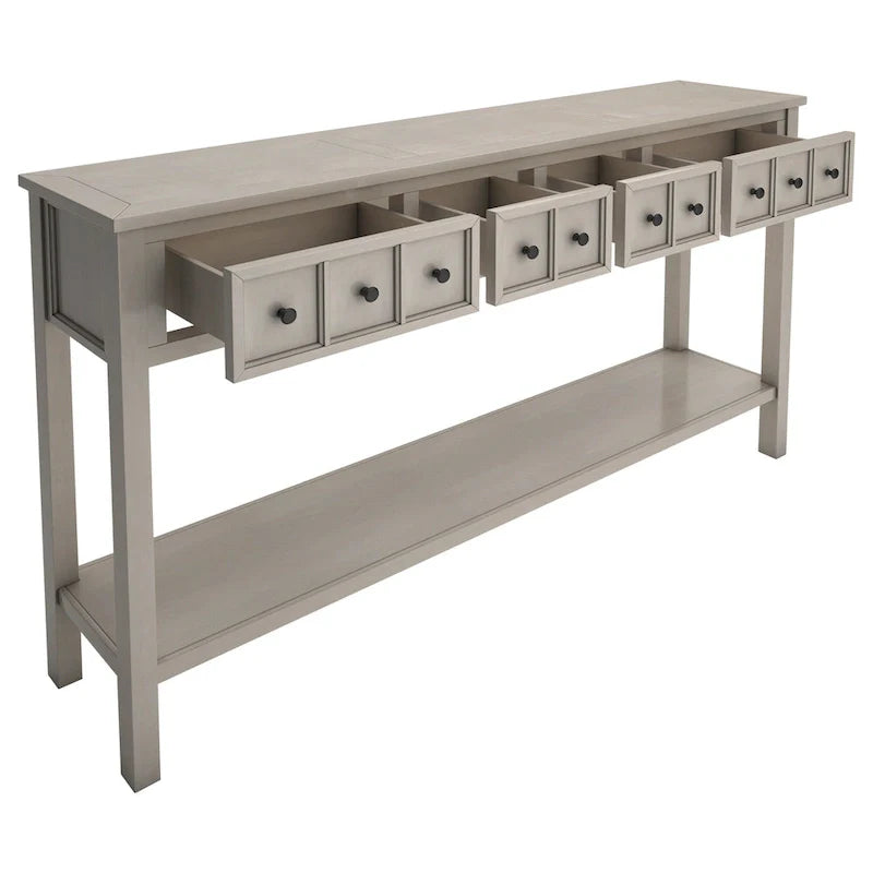 Mesa consola rústica de entrada con cajones y estante inferior
