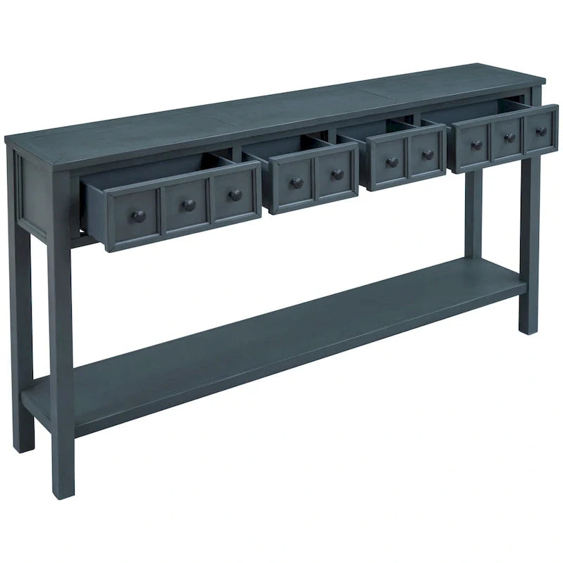 Mesa consola rústica de entrada con cajones y estante inferior