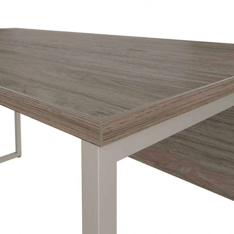 Escritorio en forma de L de 60" ancho x 30" profundidad con patas de metal