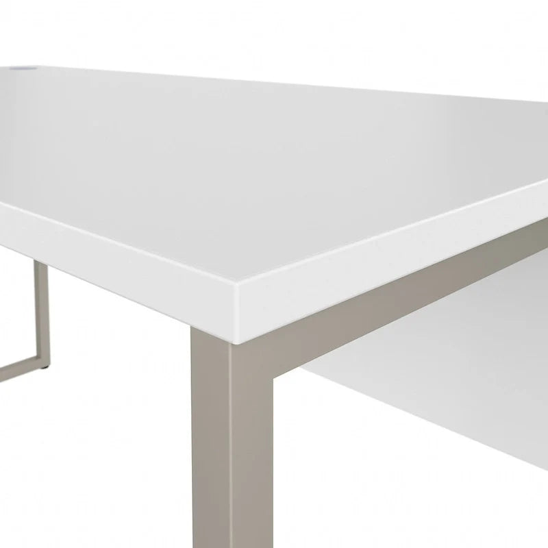 Escritorio en forma de L de 60" ancho x 30" profundidad con patas de metal