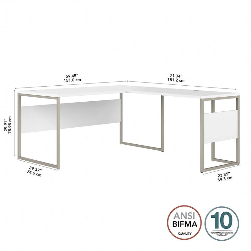 Escritorio en forma de L de 60" ancho x 30" profundidad con patas de metal