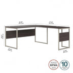 Escritorio en forma de L de 60" ancho x 30" profundidad con patas de metal