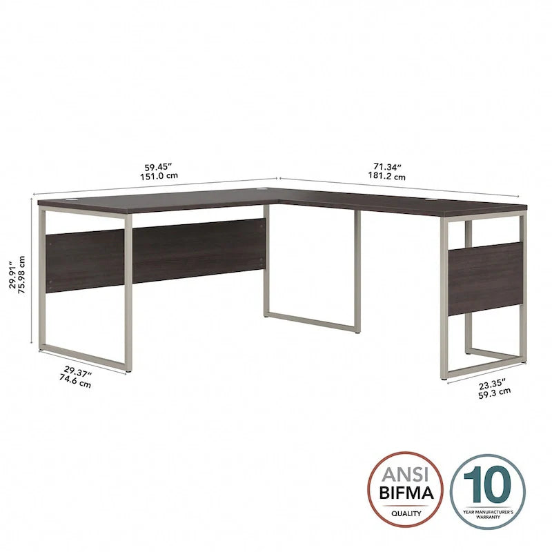 Escritorio en forma de L de 60" ancho x 30" profundidad con patas de metal