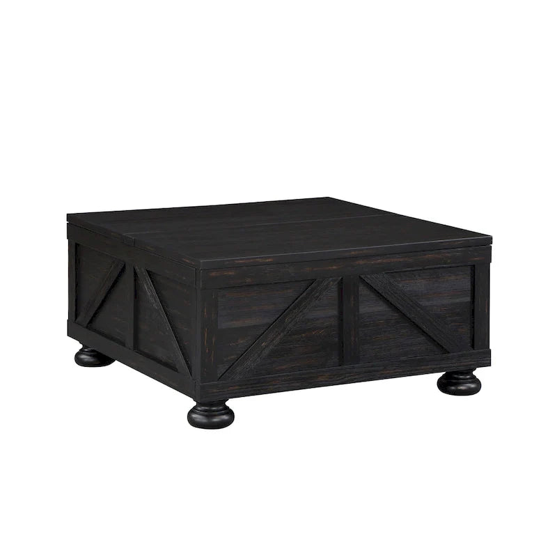 Mesa de centro de almacenamiento de acacia y pino de 36 pulgadas estilo casa de campo
