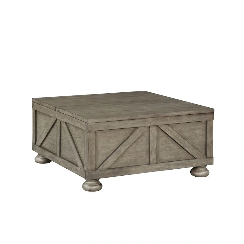 Mesa de centro de almacenamiento de acacia y pino de 36 pulgadas estilo casa de campo