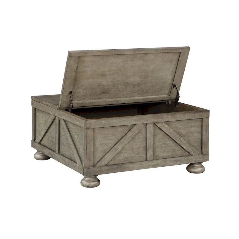 Mesa de centro de almacenamiento de acacia y pino de 36 pulgadas estilo casa de campo