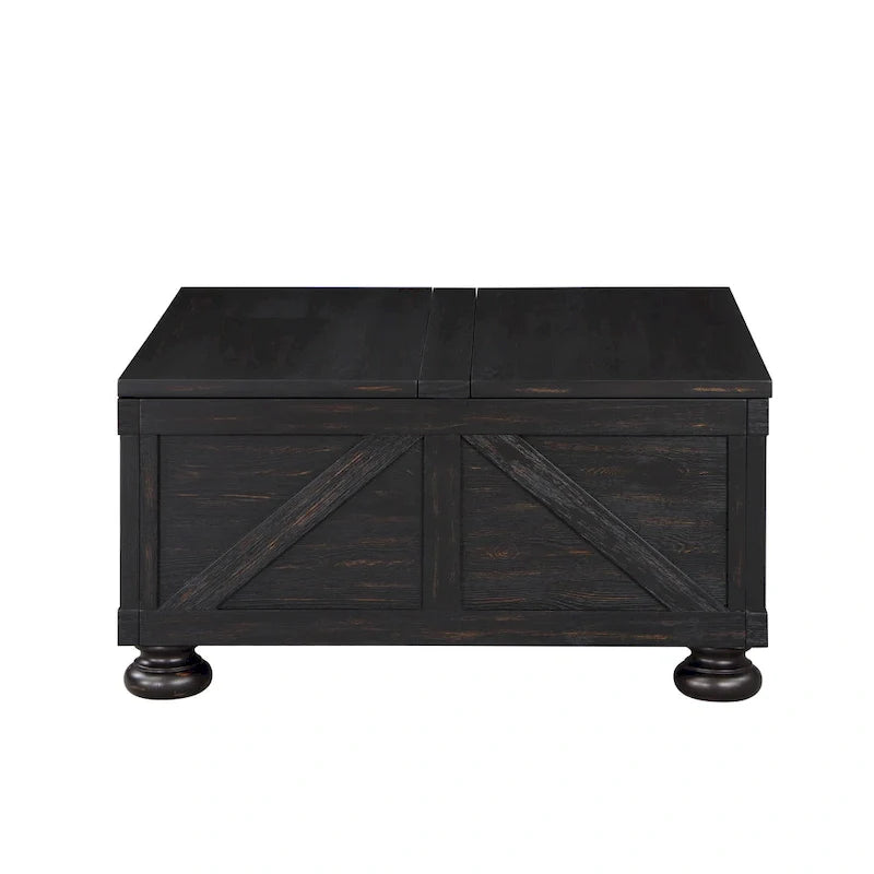 Mesa de centro de almacenamiento de acacia y pino de 36 pulgadas estilo casa de campo