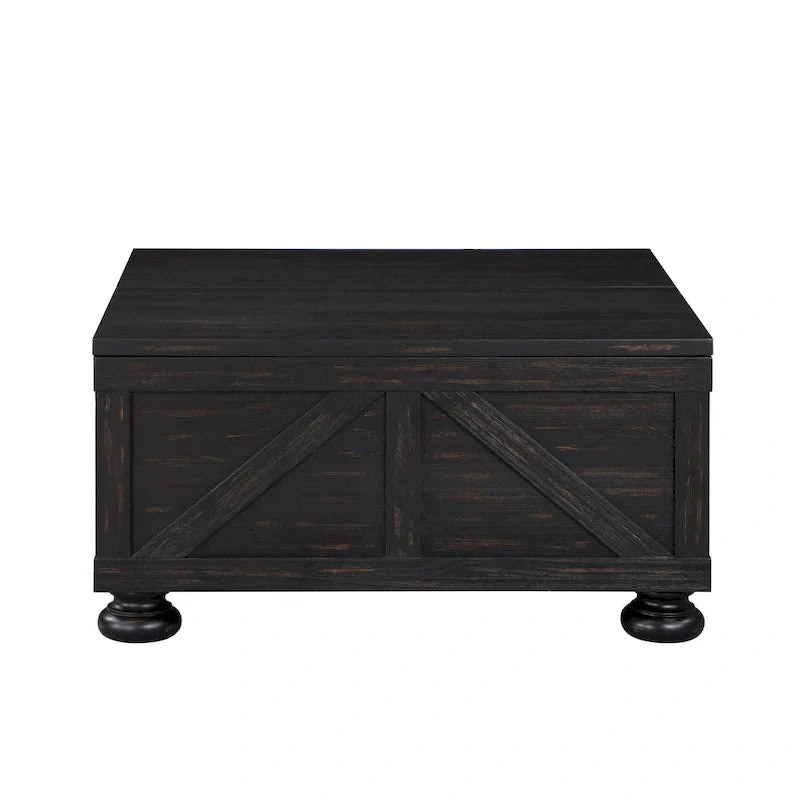 Mesa de centro de almacenamiento de acacia y pino de 36 pulgadas estilo casa de campo