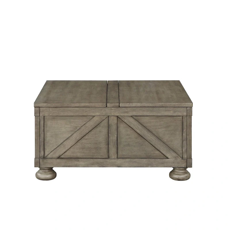 Mesa de centro de almacenamiento de acacia y pino de 36 pulgadas estilo casa de campo