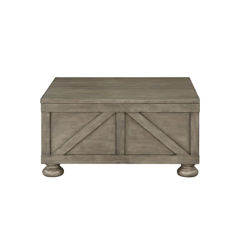 Mesa de centro de almacenamiento de acacia y pino de 36 pulgadas estilo casa de campo