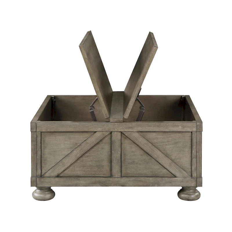 Mesa de centro de almacenamiento de acacia y pino de 36 pulgadas estilo casa de campo