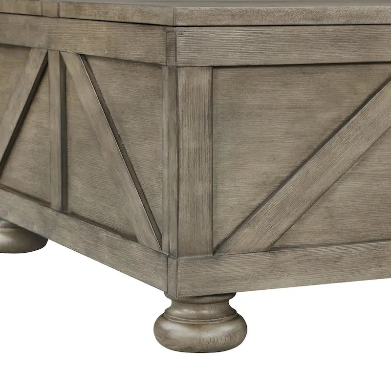 Mesa de centro de almacenamiento de acacia y pino de 36 pulgadas estilo casa de campo