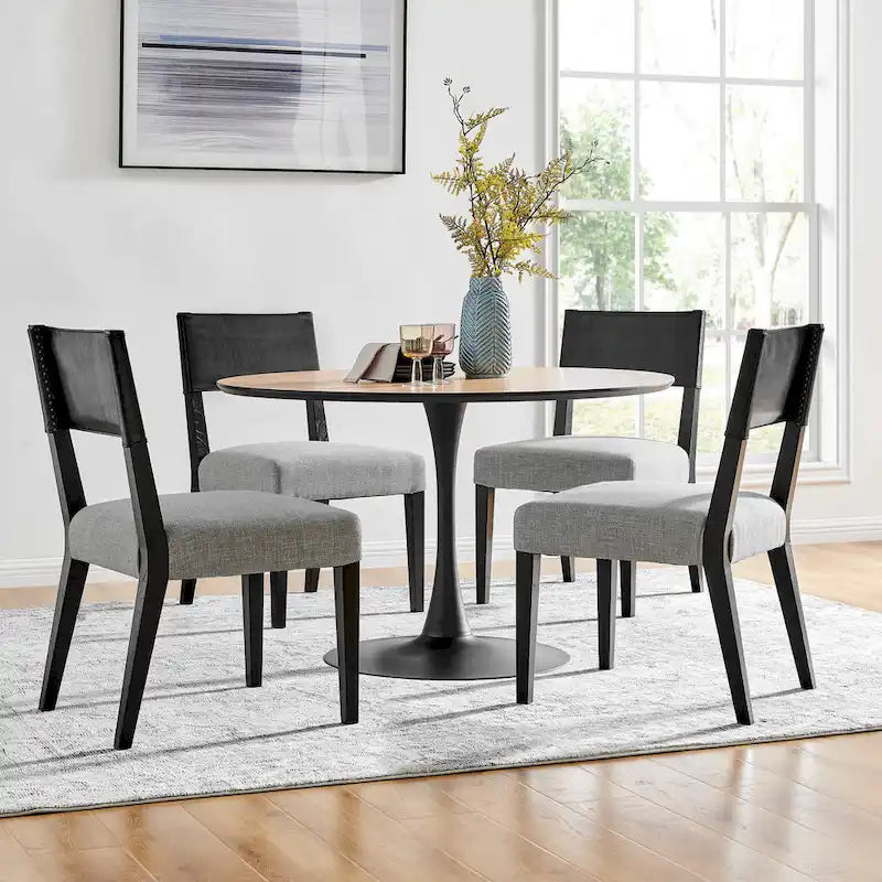 Sillas Laterales de Comedor de Piel Sintética y Lino (Juego de 2)