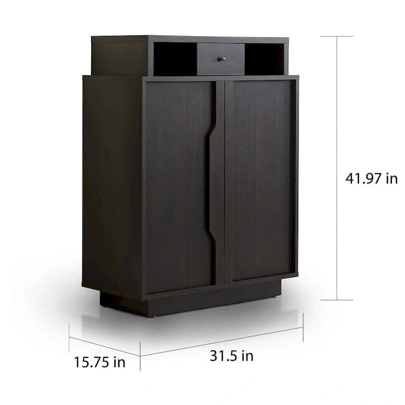 Zapatero Espresso de 5 niveles con cajón