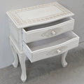 Mesa auxiliar de 2 cajones color blanco antiguo