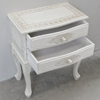 Mesa auxiliar de 2 cajones color blanco antiguo