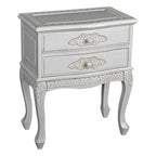 Mesa auxiliar de 2 cajones color blanco antiguo
