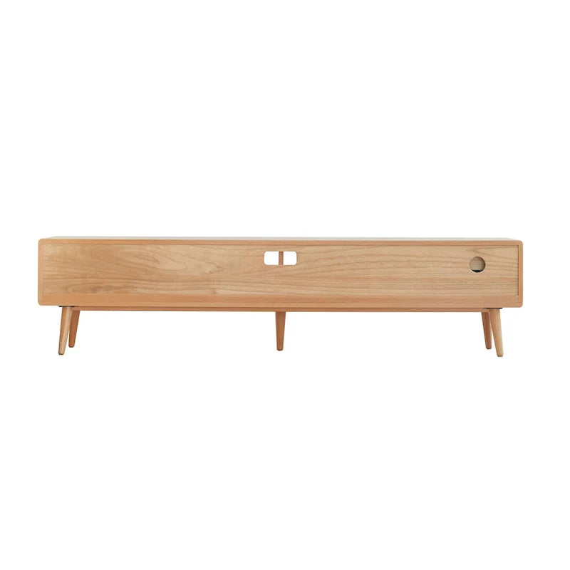 Mueble de TV con puertas de cristal y 3 cajones