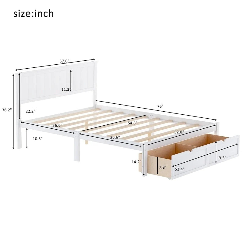 Cama de plataforma con cajón de almacenaje