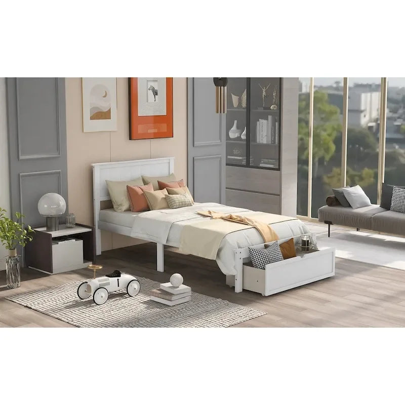 Cama de plataforma con cajón de almacenaje