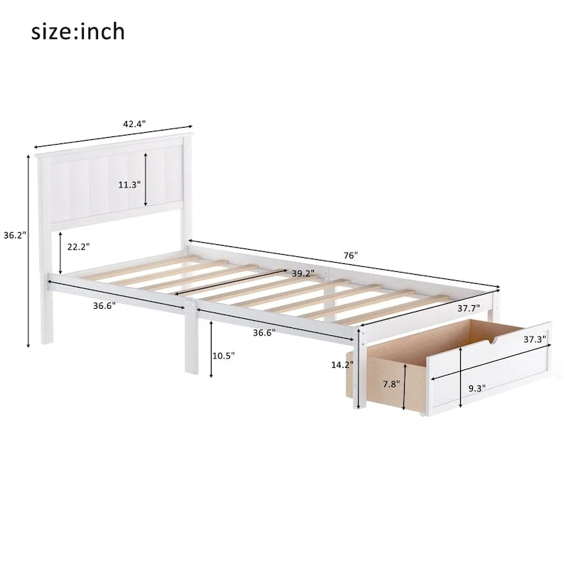 Cama de plataforma con cajón de almacenaje