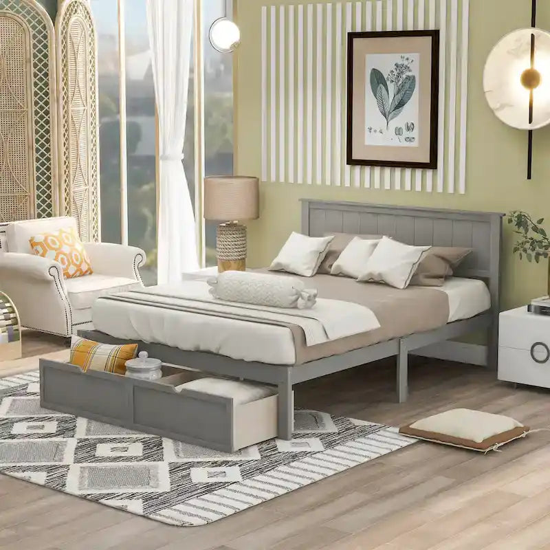 Cama de plataforma con cajón de almacenaje