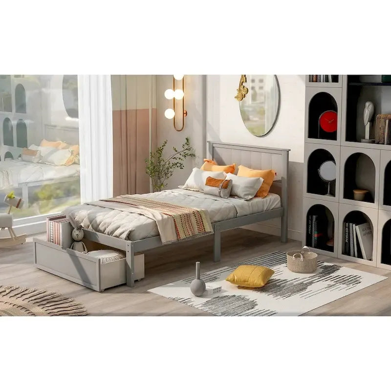 Cama de plataforma con cajón de almacenaje